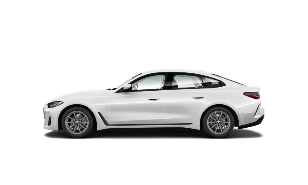 Imagen lateral del modelo de coche BMW-420d-Gran-Coupe color MINERALWEISS, con cambio automático y con Motor: Híbrido-Diesel 141kw (190cv)