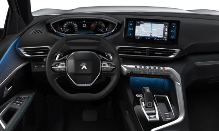 Imagen interna frontal del coche PEUGEOT modelo 3008 1.5 BlueHDi Allure Pack EAT8 de color blanco,Motor Diesel,Potencia 130 CV y Cambio Automático.