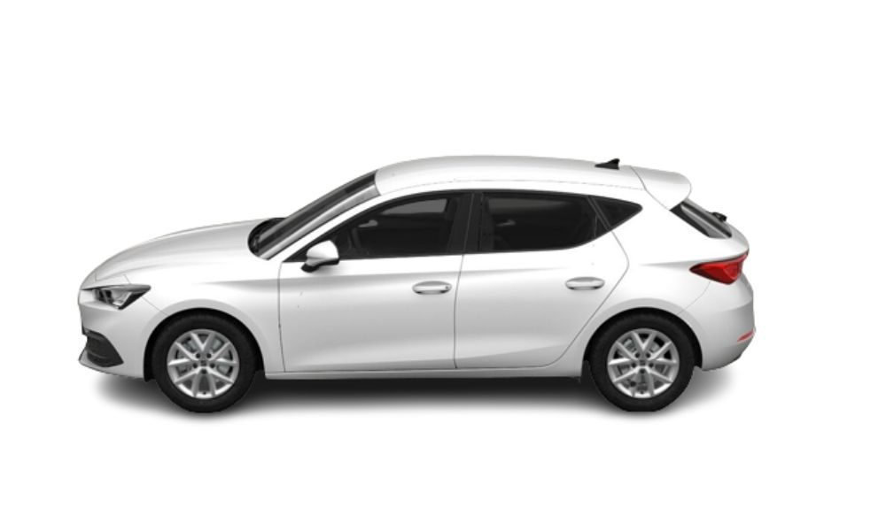 Imagen lateral del modelo de coche Seat-Leon-Tdi-85kw-S_s-Style-Xs color blanco, con cambio manual y con Motor: Diesel 85kw (115cv)