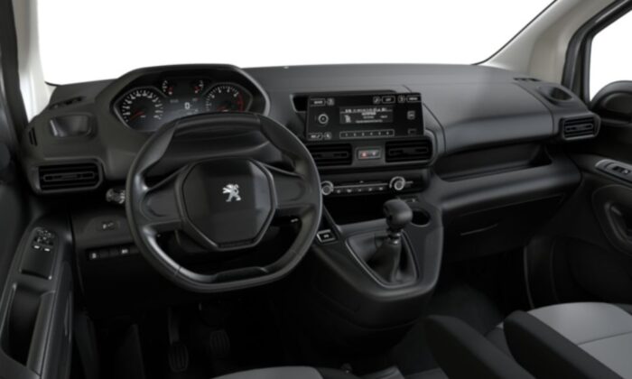 Imagen interior del modelo de furgoneta Peugeot Partner Standard 600kg BlueHDi blanco con motor diésel, cambio manual y potencia 75 kw.