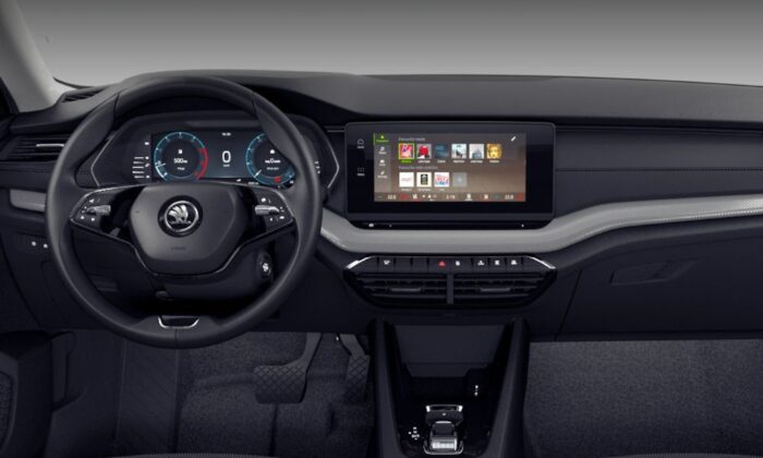 Imagen interior del modelo de coche Skoda Octavia 2.0 Tdi DSG Ambition de color gris con cambio automático y motor diésel 111Kw/150cv.
