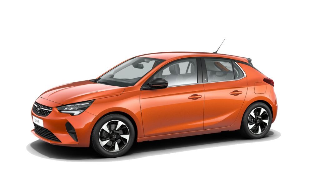 Imagen perfil delantero del coche OPEL CORSA 1.2T XHL GS-Line en color naranja, cambio manual y un Motor a gasolina de 115cv| Mycaredy Technologies