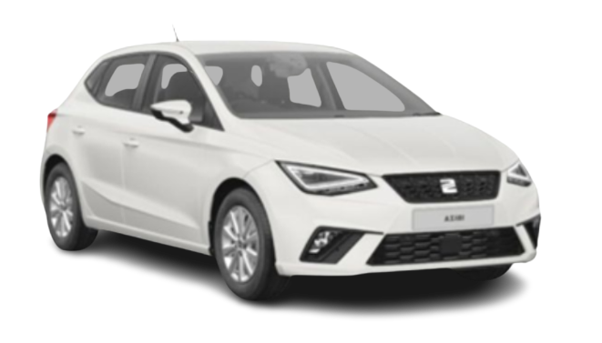 imagen del ibiza la reconocida marca española de automóviles seat en formato png color blanco