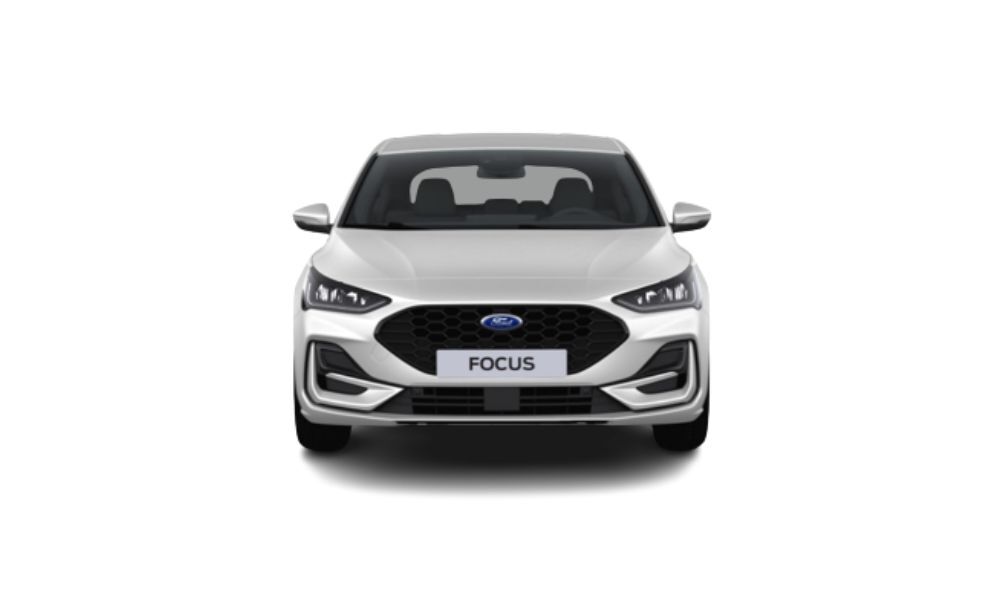 Imagen frontal del coche FORD FOCUS 1.0 Ecoboost MHEV 92kW ST-Line SportBreak en color blanco, cambio manual y un Motor de 125cv