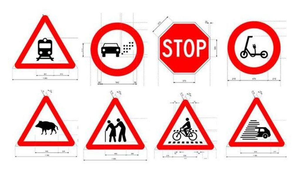 Compilación de imágenes con algunas de las señales de tráfico que la DGT ha propuesto modificar y diseñar nuevas para este año 2023.